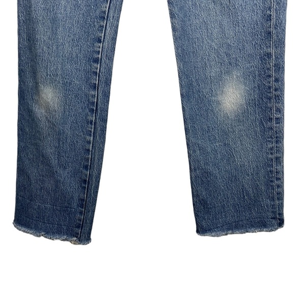 Rolla’s | Blue High Rise Classic Straight Raw Hem Jeans - Picture 3 of 9